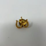 Vintage Gold Tone Elephant and 2 Horseshoes Good Luck Lapel Pin