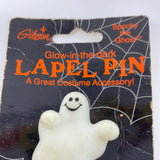 Vintage 1995 Gibson Spooky Ghost Glow in the Dark Lapel Pin Halloween Brooch
