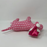 PINK Victoria's Secret Plush 7 Inch Stuffed Dog Christmas Santa Hat Polkadot￼s