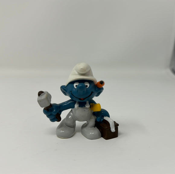 Smurfs 20171 Handy Smurf Figure w/Toolbox Vintage 1980s Schleich Figurine RARE