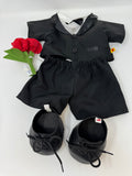 Build a Bear TUXEDO Shirt, Pants, Shoes and Roses Black Outfit Wedding Groom Suit