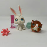 Littlest Pet Shop LPS Bunny And Guinea Pig Food Dish And Bottle Hasbro