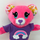 Build a Bear Smallfry Pink Teddy Bear Plush Purple Shirt Rainbow Hearts