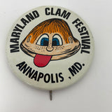 Vintage Maryland Clam Festival Pin Pinback Annapolis, MD Round Metal