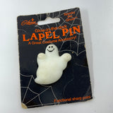 Vintage 1995 Gibson Spooky Ghost Glow in the Dark Lapel Pin Halloween Brooch