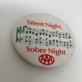 Vintage Pinback Button AAA Silent Night Sober Night Musical Notes 2.25"
