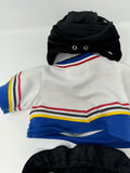 Build A Bear Hockey Uniform Padded Pants, Hockey Jersey and Helmet