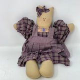 Plush Cat with Purple Plaid Dress