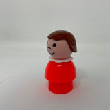 Vintage Fisher Price Little People Plastic Girl Red Body & Brown Hair