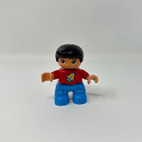 Lego Duplo Figures Kid Boy brown hair red/azure rocket
