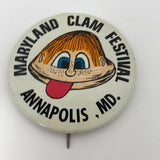 Vintage Maryland Clam Festival Pin Pinback Annapolis, MD Round Metal