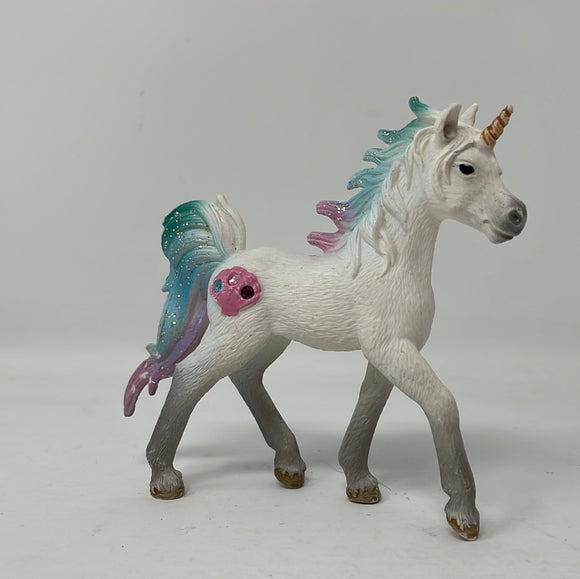 Schleich Bayala Sea Unicorn foal Retired 2017 White horse rainbow hair fantasy