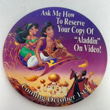 Aladdin Pin Back Promotional Walt Disney Jafar 3" Promo Button October 1 VINTAGE