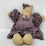 Plush Cat with Purple Plaid Dress