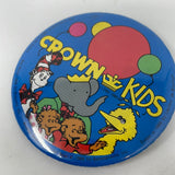 Vintage Crown Kids Dr Seuss Babar Big Bird Pin-back Button Lapel Pin