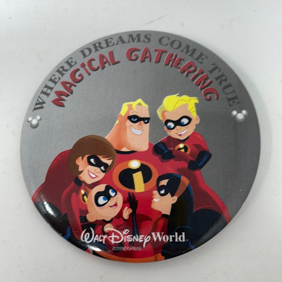 WDW Disney Incredibles Magical Gathering Button Pin - Where Dreams Come True