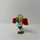 Smurfs Cheerleader Smurfette Smurf Vintage Rare PVC Toy Figurine 1981 Hong Kong