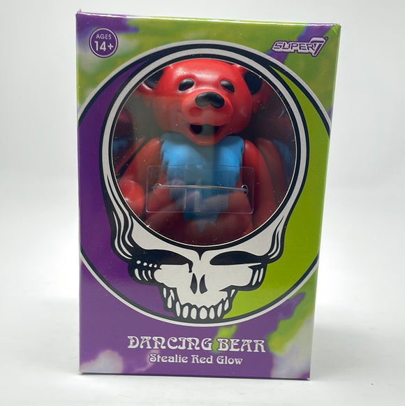 Super7 ReAction Figures Grateful Dead Dancing Bear GITD Stealie Red Glow