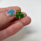 Vintage Lucky Green Clover Lapel Pin