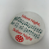 Vintage Pinback Button AAA Silent Night Sober Night Musical Notes 2.25"