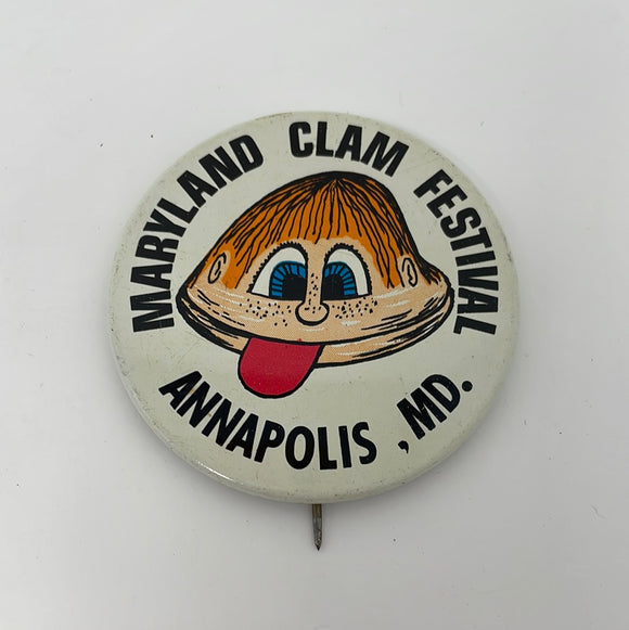 Vintage Maryland Clam Festival Pin Pinback Annapolis, MD Round Metal