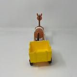 Vintage Little People Brown Horse With White Harness and Yellow Wagon