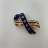 Star and Stripes Patriotic Ribbon Enamel Pin