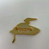 Gold Tone Enamel Stork Bird Heron WM Spear 1988 Pin Brooch Vintage 1.5" numbered