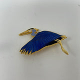 Gold Tone Enamel Stork Bird Heron WM Spear 1988 Pin Brooch Vintage 1.5" numbered