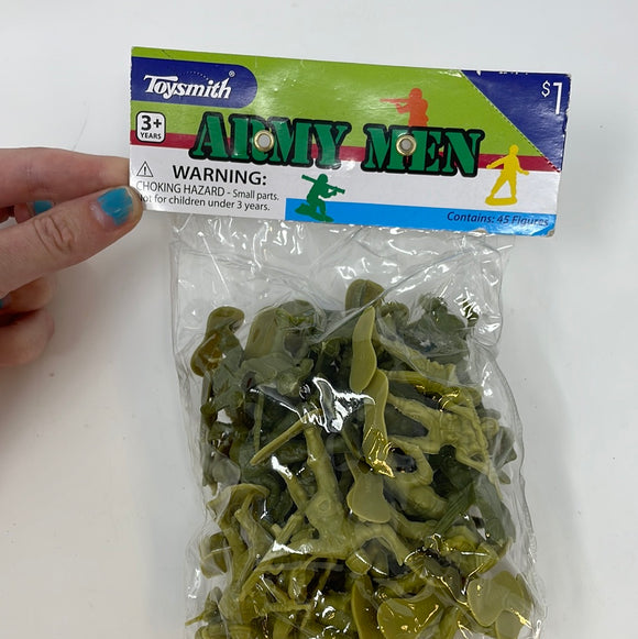 New! Toysmith Little Green Army Men Soldiers Military Plastic Figures, Qty 45