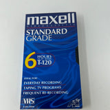 Maxell Video Cassette Standard Grade 6 Hours In Ep Mode T-120 VHS Brand New