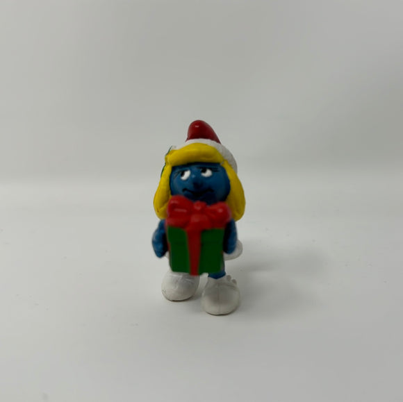 Vintage Retro Smurf 1982 toy figure - Christmas Smurfette