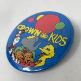 Vintage Crown Kids Dr Seuss Babar Big Bird Pin-back Button Lapel Pin