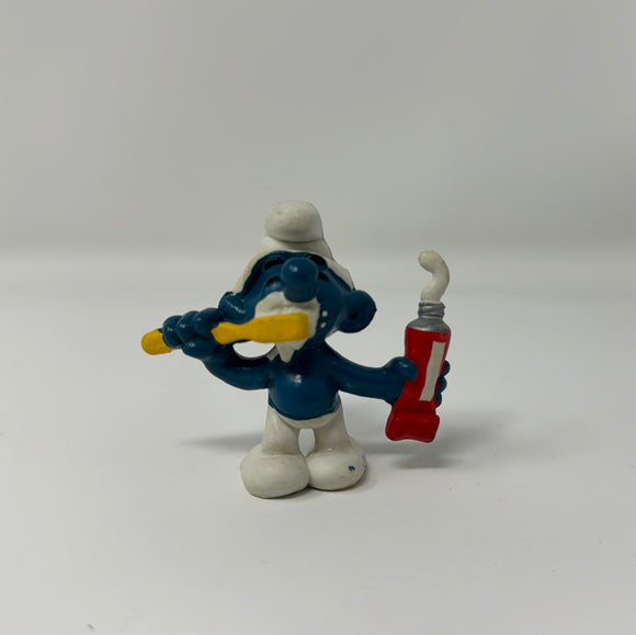 Smurfs Toothpaste Smurf Toothbrush 1979 Figure Vintage Toy Schleich Peyo