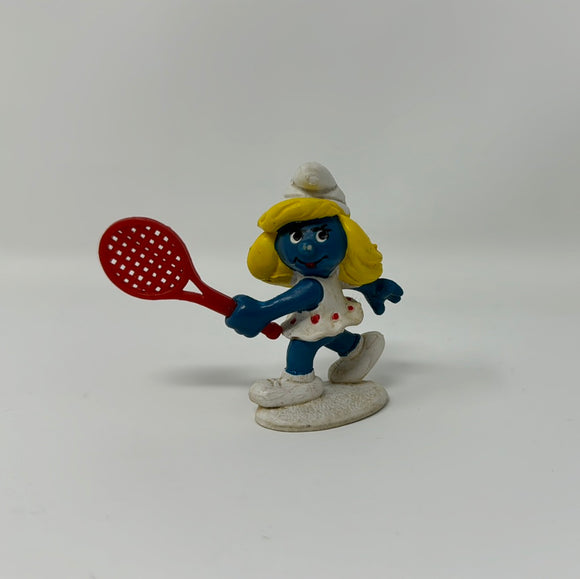 Vintage 1981 Peyo Schleich PVC Smurf Smurfette Tennis Player Figure