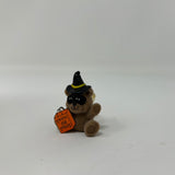 Cute Vintage Lapel Pin Fuzzy Teddy Bear w/Mask Halloween Trick or Treat Brown