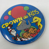 Vintage Crown Kids Dr Seuss Babar Big Bird Pin-back Button Lapel Pin