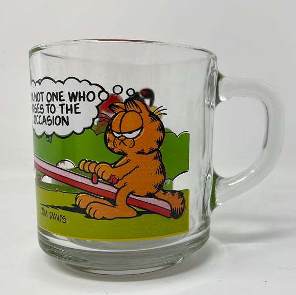 McDonald's Garfield Cat Odie Teeter Totter Glass Cup Mug Jim Davis 1978 Vintage