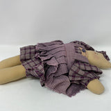 Plush Cat with Purple Plaid Dress