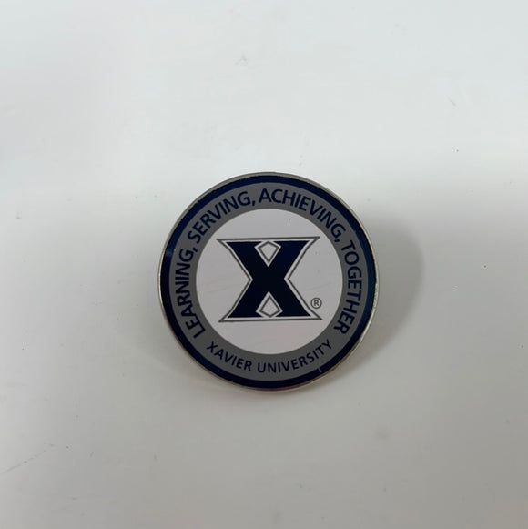 Xavier University Learning, Serving, Achieving, Together Enamel Pin