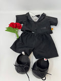 Build a Bear TUXEDO Shirt, Pants, Shoes and Roses Black Outfit Wedding Groom Suit