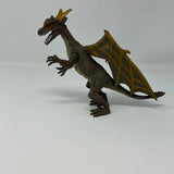KID GALAXY Winged Horned Dragon Poseable Action Figure Taupe & Yellow 6" Tall