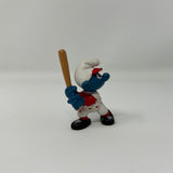 Smurfs Baseball Player Smurf Batter Figurine 1980s Vtg PVC Figure Schleich