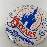 Vintage 1986 Walt Disney World 15 Years Anniversary Button Pin, Pinback 3” Large