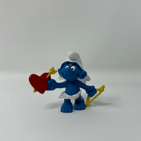Schleich Cupid Smurf 1981 Heart Valentine Figurine PVC Peyo Bow Arrow