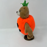 Vintage Halloween Plush Bear as Pumpkin Figure 7" Tall Spooky Cute