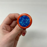 Loot Crate June 2015 Cyber Microchip Circuits Orange 1.5" Button Badge Pin