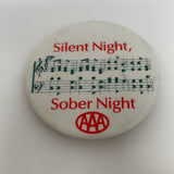 Vintage Pinback Button AAA Silent Night Sober Night Musical Notes 2.25"