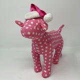 PINK Victoria's Secret Plush 7 Inch Stuffed Dog Christmas Santa Hat Polkadot￼s