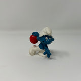 1979 Bowler Smurf with Red Bowling Ball Rare Vintage Figurine
